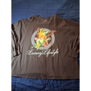 Fashion Nova T-shirt‎ Brown Cotton Crew Neck Long Sleeve
